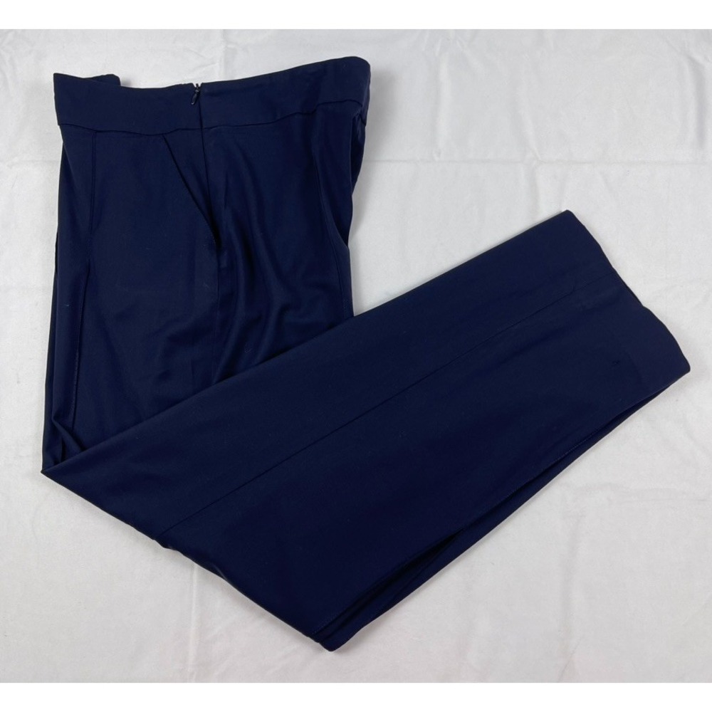 SCAR DE LA RENTA WOMENS DRESS PANTS SIZE 14 NAVY BLUE STRAIGHT LEG CAREER ITALY